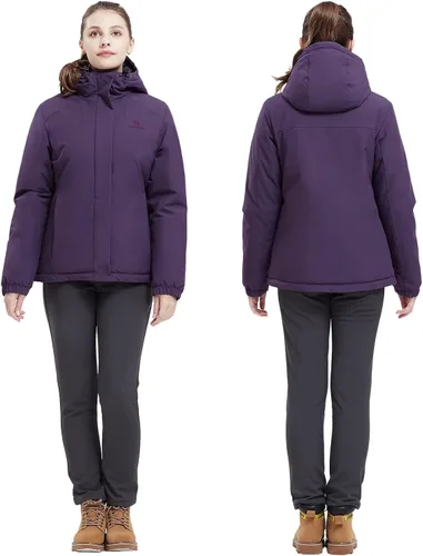 Vista 2 de CAMELSPORTS Chaqueta impermeable de esquí de montaña para mujer, con forro polar, impermeable, resistente al viento, con capucha para otoño e
