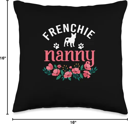 Vista 4 de Floral French Bulldog Matching Mother's Day Gifts Frenchie Nanny Gifts - Almohada de Navidad para mujeres, amantes de los perros y mascotas, 16 x 16