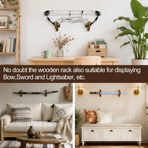 Vista 7 de Gun Rack for Wall - Wooden Gun Wall Mount with Foam Padding,Holds 30lb,Single Rifle & Shotgun Display Hanger for Ideal Gift for