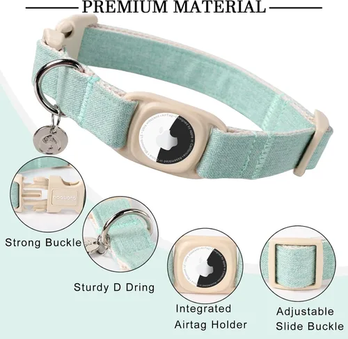 Vista 12 de DOGWONG Collar para perro de San Valentín, collar ajustable de algodón con corazón de caramelo azul, perfecto para perros pequeños a medianos