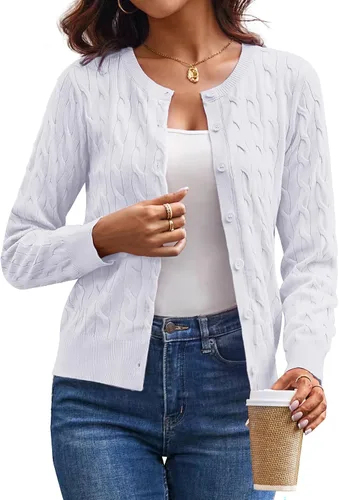 Vista 40 de GRACE KARIN Suéteres tipo cárdigan de punto trenzado para mujer, trajes Rosa