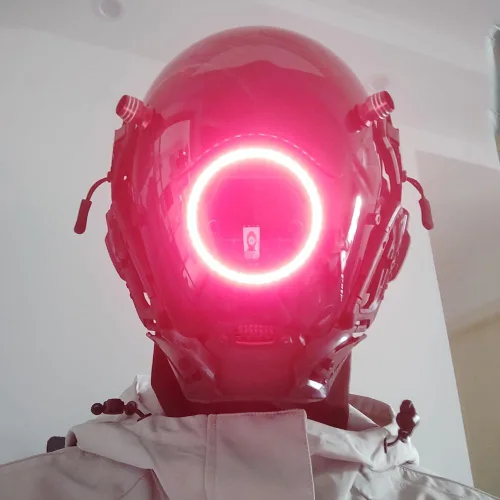 Vista 2 de Máscara punk cosplay para hombres y mujeres, máscara tecnológica futurista, máscara de cosplay de Halloween, accesorios para fiestas y festivales