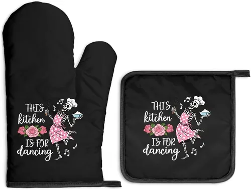 Vista 7 de The Kitchen is The Heart of The Home - Juego de guantes de horno y soportes para ollas, regalos de inauguración de la casa para amantes de la comida