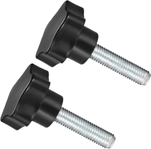 Vista 16 de Perillas de sujeción de estrella, rosca macho M6 x 0.591 in, cabeza de 1.220 in, mango de tornillo de pulgar de plástico, perno roscado negro