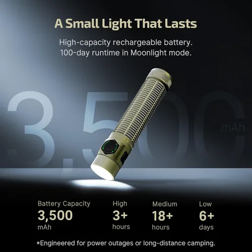 Vista 14 de OLIGHT BatonUltra - Linterna EDC recargable, 1800 lúmenes, 6 modos de luz de bolsillo con luz blanca pura, linternas LED brillantes USB C