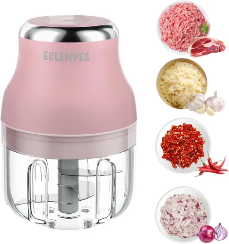 Vista 9 de Picador de verduras, picador eléctrico de ajo de 3.4 fl oz, mini licuadora recargable, potente procesador de alimentos pequeño, licuadora a