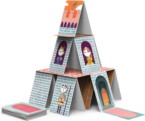 Vista 2 de Clementoni 16241, Sapientino, Castelli di Carte, Juego educativo de 6 años con azulejos ilustrados, naipes infantiles para crear castillos