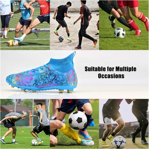 Vista 5 de Zapatos de fútbol para hombre y mujer, botas de fútbol de alta calidad, ligeras y transpirables, tenis de fútbol de uñas largas, suela de goma