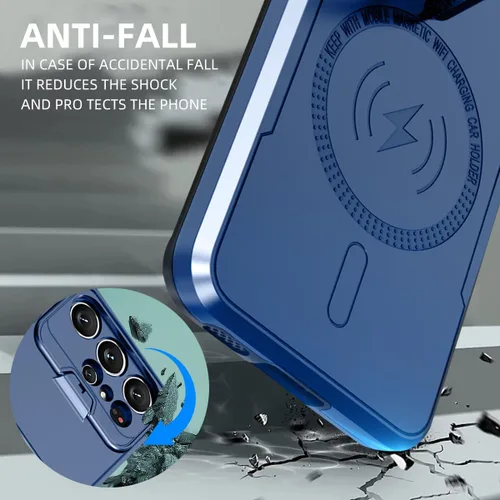 Vista 4 de Funda Galaxy 21S Ultra diseñada para Samsung S21 Ultra con protector de lente de cámara, soporte de anillo de cámara integrado, resistente a prueba