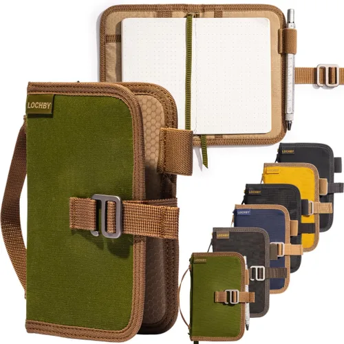 Vista 23 de LOCHBY® Carpeta Field A5 Cubierta de carpeta de 6 anillas Lona encerada resistente al agua Diseño plano Sistema A5 apto para recargar