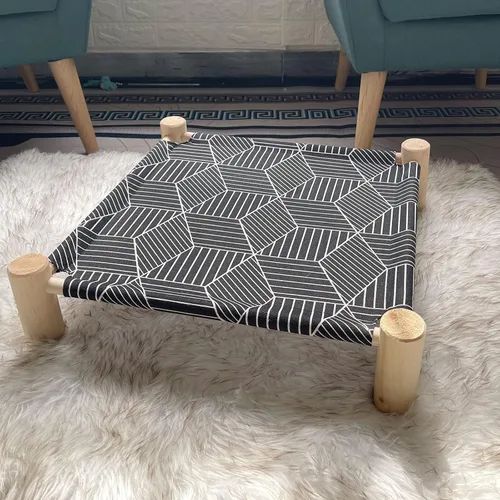 Vista 3 de Pozico Hamaca Cama para Gatos/Perros, Cama para Gatos, Camas Elevadas de Madera para Perros para Interiores y Exteriores, Catres Elevados para Gatos