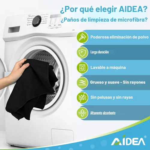 Vista 3 de AIDEA - Paño de limpieza de microfibra negro, 12 unidades, trapos de limpieza absorbentes de 12 x 12 pulgadas Microfiber Towels for Cars Lint Free