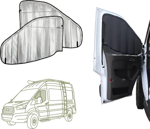 Vista 30 de Cubierta opaca aislante para ventana diseñada para Ford Transit alto/medio, borde de plástico completo de 130 pulgadas de longitud, ventana trasera