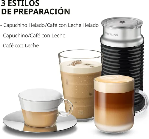 Vista 3 de Nespresso Aeroccino 3 Espumador de Leche, Negro, Acero