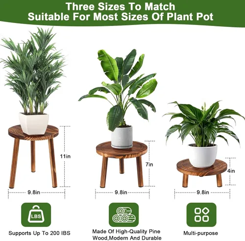 Vista 2 de Soporte para plantas de interior, soporte de esquina de 3 piezas, estante para plantas, banco de macetas, adecuado para escenarios interiores