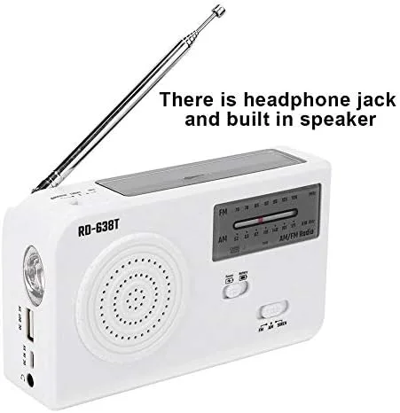 Vista 8 de Radio FM solar portátil, linterna LED de emergencia multifuncional de 3 vías, radio FM/AM y cargador de teléfono celular, perfecto para exteriores