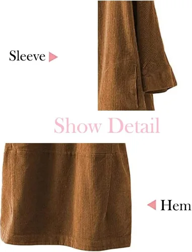 Vista 6 de Minibee Vestido tipo túnica de pana de manga larga con bolsillos para mujer