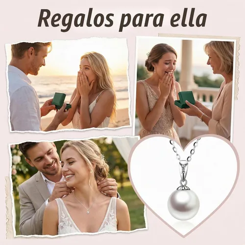 Vista 6 de Collares de perlas de oro de 14 quilates para mujer con colgante de oro de 18 quilates (perla cultivada de agua dulce), regalo de oro real