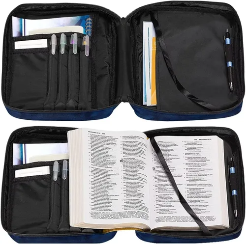 Vista 7 de Funda unisex para la Biblia, portátil, ligera, con asa y bolsillo con cremallera, marcapáginas tamaño grande, Bandera estadounidense mariposa