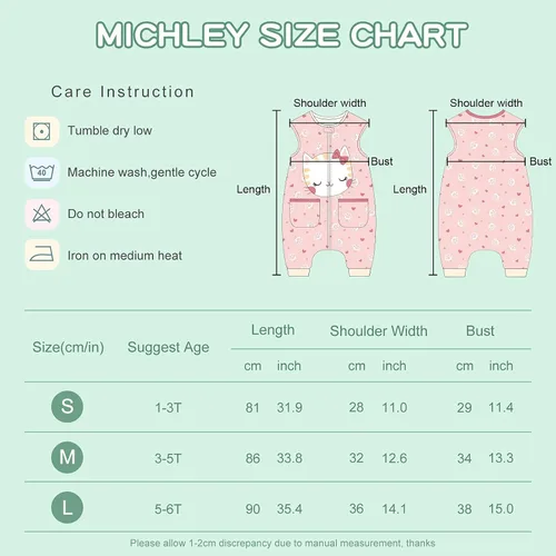 Vista 5 de MICHLEY Manta unisex para bebé, saco de dormir sin mangas con pies, gato, 1-3T