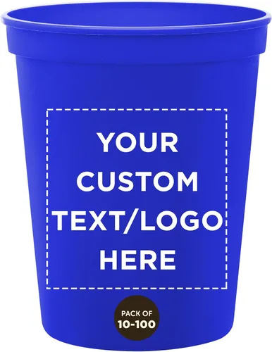 Vista 14 de DISCOUNT PROMOS Vasos de plástico personalizados para estadios, 16 onzas, juego de 100, paquete personalizado a granel, perfecto para cumpleaños