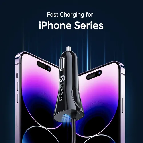 Vista 6 de Syncwire Cargador de coche para iPhone - Actualización [certificado Apple MFi] Adaptador de carga de coche de 4.8 A/24 W con cable Lightning