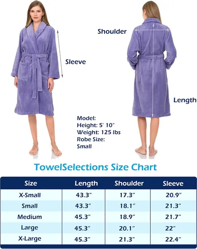 Vista 6 de TowelSelections Bata de baño de felpa para mujer, cuello de chal de forro polar