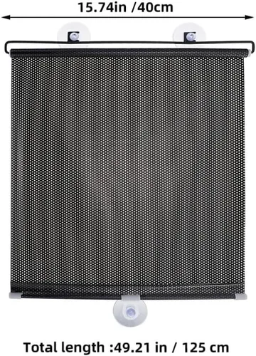 Vista 2 de Hemoton - Persianas enrollables opacas con ventosas, 49.21 x 15.74 pulgadas Persiana de ventana sin clavos para privacidad, control de luz