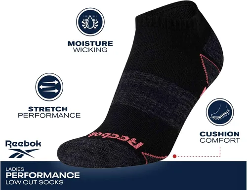 Vista 3 de Reebok Women's Athletic Socks - Performance Cushioned Low Cut Socks (6 Pack)