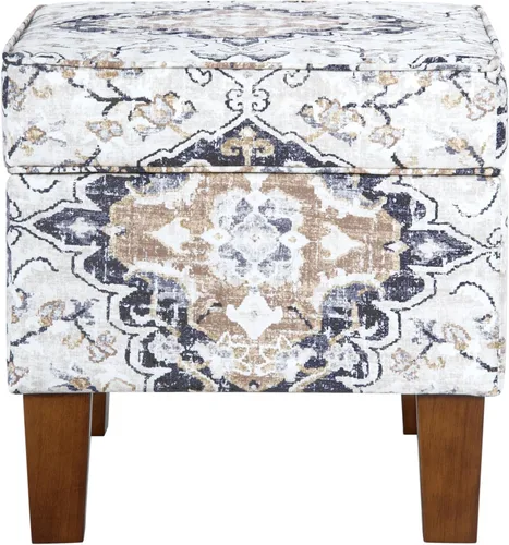 Vista 11 de Homepop Decoración para el hogar K7646-A862 Otomana de almacenamiento rectangular moderna tapizada Otomana con tapa con bisagras