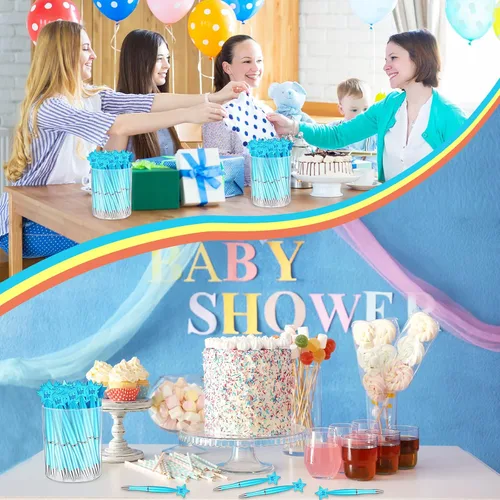 Vista 5 de Outus 48 bolígrafos azules para baby shower, bolígrafos a granel It's a Boy Favors Baby Supplies para invitados, regalos de anuncio de nacimiento