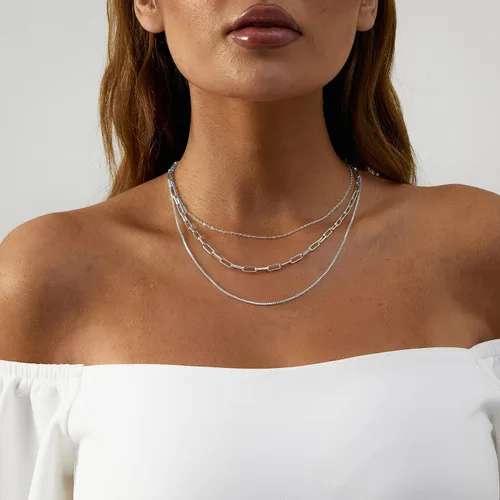 Vista 2 de BERISO Layered Necklaces for Women,14K GoldSilver Plated Dainty Choker Necklace Trendy Simple Paperclip Chain Figaro Rope Necklace Cuba Gold Jewelry
