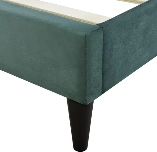 Vista 7 de SOFTSEA Marco de cama Queen con cabecero y patas, plataforma de terciopelo tamaño Queen, marco de cama, muebles de dormitorio