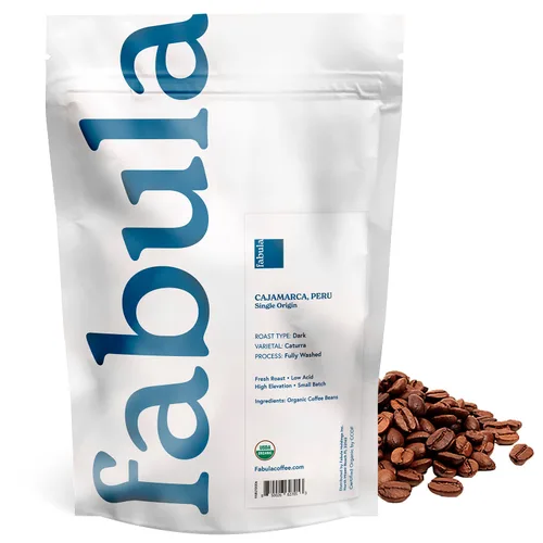 Vista 7 de Fabula Café orgánico en grano entero, tostado medio y oscuro, paquete de 2 bolsas