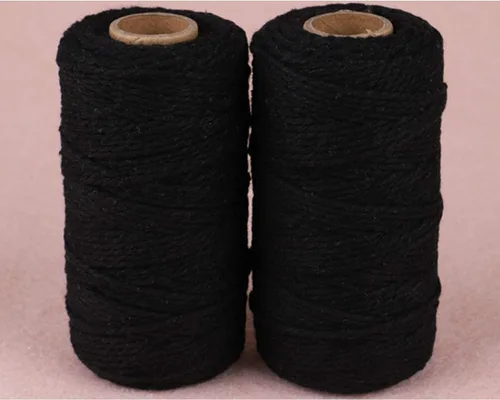 Vista 2 de Carrete de hilo de algodón de 656 pies de 10 capas, cuerda para manualidades y envoltura de regalos (negro)