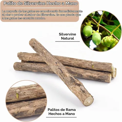 Vista 5 de Bissap 10 palitos masticables Silvervine para gatos, palitos masticables de hierba gatera, juguetes para gatos en interiores, dientes de gatitos