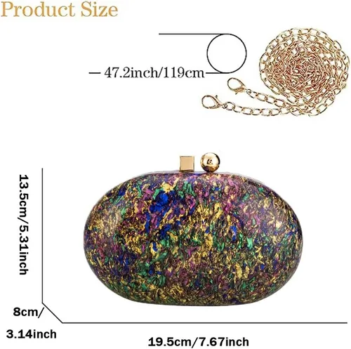 Vista 4 de Simcat Bolsos de mano de acrílico para mujer, bolsos de noche de mármol, bolso cruzado degradado para boda, fiesta, baile de graduación