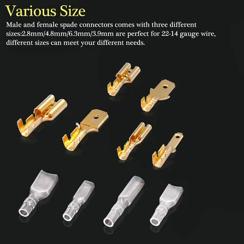 Vista 6 de Twidec/360Pcs 2.8/4.8/6.3mm Kit surtido de terminales de engarce rápido con conectores de pala macho y hembra, bloque de terminales de engarce