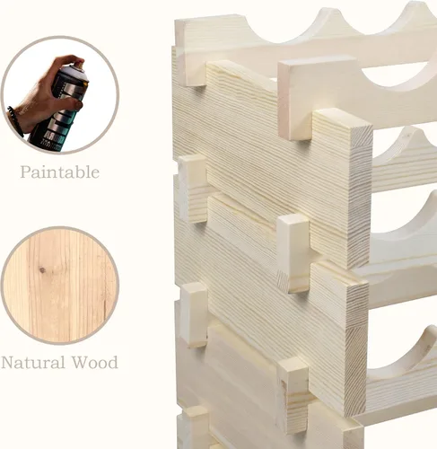 Vista 9 de ZENY Estante modular apilable para 96 botellas, soporte independiente para botellas de vino de 8 niveles, estante de almacenamiento de vino