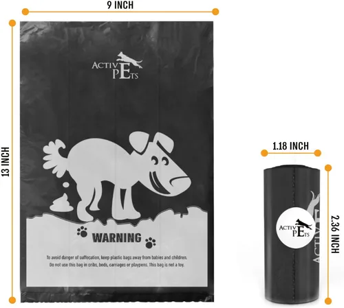 Vista 7 de Active Pets Bolsas de basura para perros extra gruesas con aroma a lavanda, a prueba de fugas y fáciles de rasgar para eliminar excrementos Negro