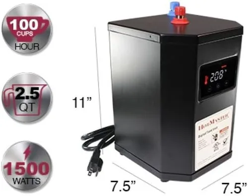 Vista 3 de Westbrass DT1F271-12 Develosah - Grifo dispensador de agua caliente de 9 pulgadas con sistema de tanque digital HotMaster DigiHot y filtro de agua
