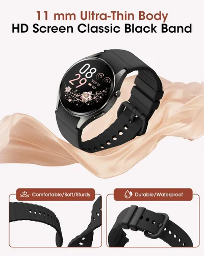 Vista 2 de Relojes inteligentes para hombres/mujeres, reloj inteligente Bluetooth de 1.26 pulgadas con monitor de frecuencia cardíaca, SpO2/sueño, más de 110