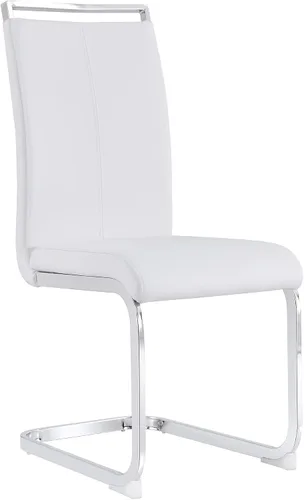 Vista 34 de Juego de 2 sillas de comedor, sillas de cocina, sillas sin brazos, sillas laterales de cuero y patas de metal con respaldo alto