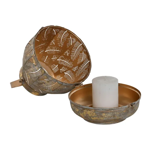 Vista 4 de Set de Portavelas Home ESPRIT Dorado Metal 25 x 25 x 28 cm (3 Unidades)