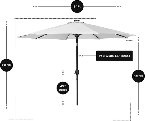 Vista 5 de WestinTrends Cyrus - Sombrilla de patio al aire libre de 9 pies Negro/Blanco