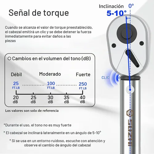 Vista 7 de SuZhi Llave dinamométrica de 1/2 pulgada 25-250 ft-lb /33.9-339 N.M/mango de aleación de aluminio y cabezal de material Cr-Mo, resistente