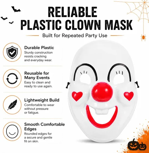 Vista 8 de 2 máscaras de payaso para mascarada, máscaras de payaso de cara completa, máscaras espeluznantes para cosplay, carnaval, fiesta, circo, accesorios