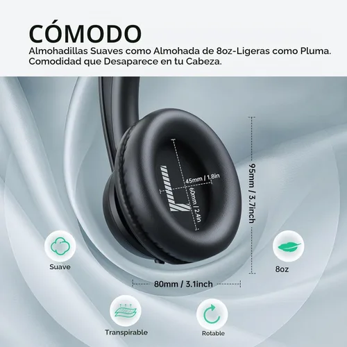 Vista 7 de EKSA H8 - Auriculares USB con micrófono para trabajo, auriculares estéreo con cable para computadora con cancelación de ruido, controles en línea