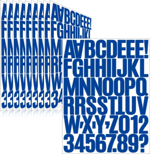 Vista 50 de 1550 piezas de 10 hojas de calcomanías de letras, calcomanías de números y alfabeto de buzón de vinilo, calcomanías autoadhesivas impermeables
