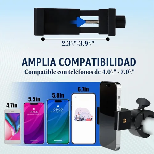 Vista 2 de ONEDONE Soporte universal para teléfono para cochecito, carrito de golf, carritos de compras, scooter, soporte para teléfono celular, usos